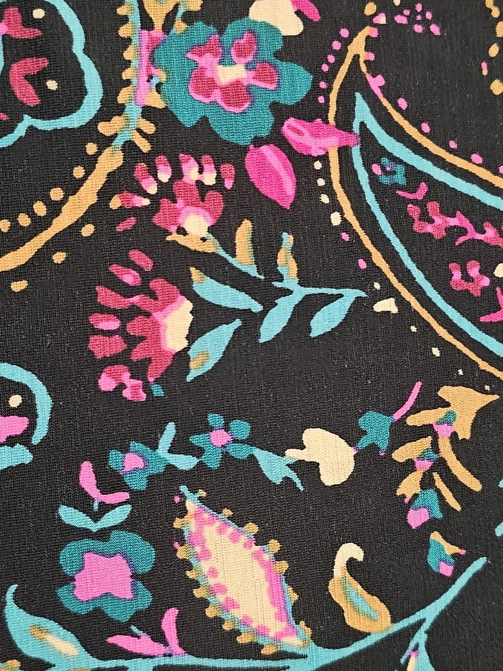 Dear Scarlett Black Paisley Lizzy Cardigan with Pink & Aqua Accents